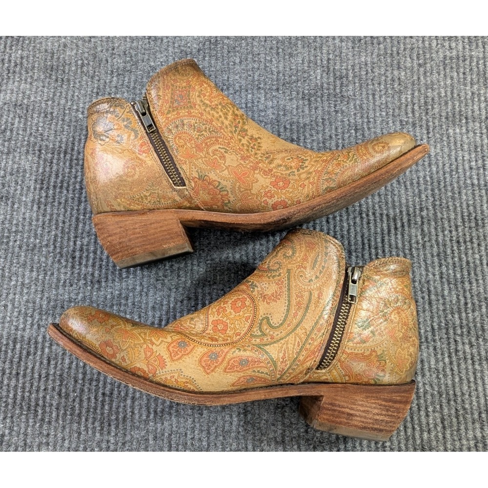 Liberty Black Western Ankle Boots Womens 11 Tan Paisley Western Cowgirl‎ Boho - Picture 5 of 10